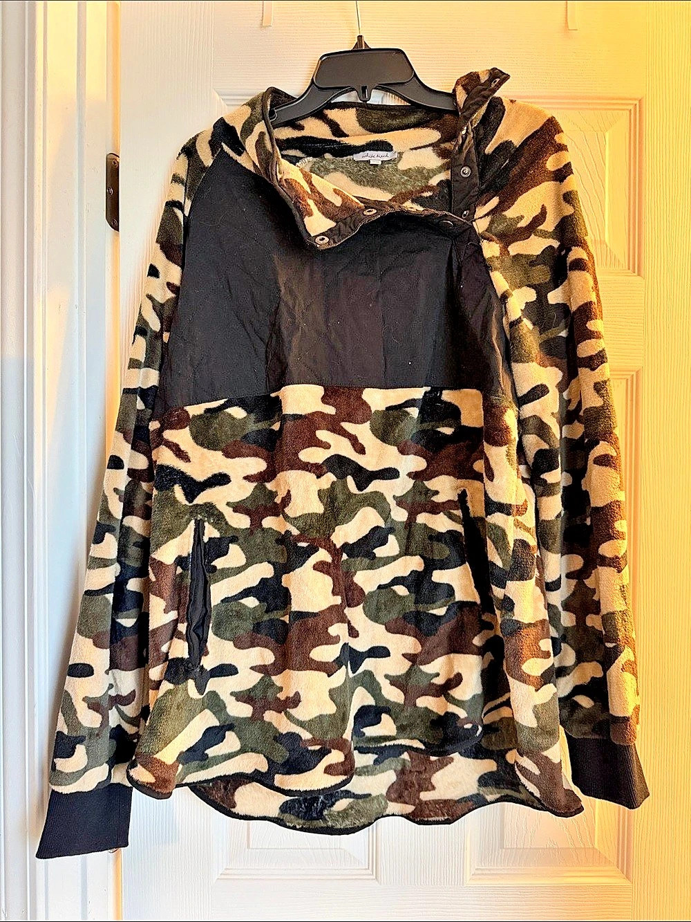 White Birch Sherpa Fleece Camo Pullover Hoodie